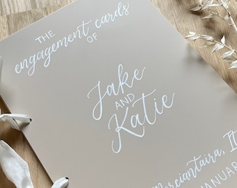 Personalised Acrylic Engagement Cards File | Card Keeper | Calligraphy Handwritten Card Keeper | Card organiser | Desert Beige Acrylic