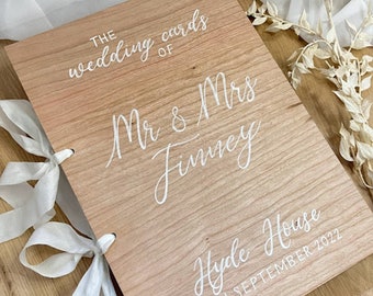 Personalised Wedding Cards Album | Greeting card Folder | Handwritten Calligraphy Card organiser | Wedding Card Keeper | Wooden Card File