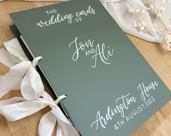 Personalised Wedding Cards Album | Greeting card Folder | Handwritten Calligraphy Card organiser | Wedding Card Keeper | Sage Green Acrylic