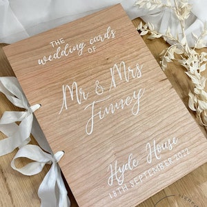 Personalised Wedding Cards Album | Greeting card Folder | Handwritten Calligraphy Card organiser | Wedding Card Keeper | Wooden Card File