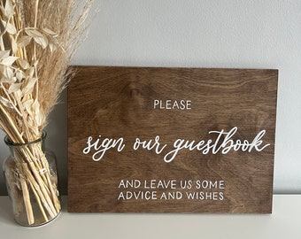 Handwritten Wooden Guestbook sign - Wedding Signs - Handwritten Calligraphy Sign