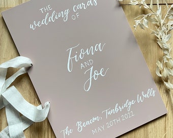 Personalised Wedding Cards Album | Greeting card Folder | Handwritten Calligraphy Card organiser | Wedding Card Keeper | Dusky Pink Acrylic