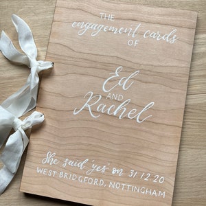 Personalised Wooden Engagement Cards File | Card Keeper | Calligraphy handwritten personalised card keeper | Card organiser