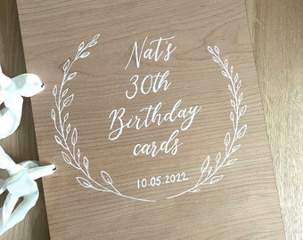 Personalised Wooden Birthday Cards File | Card Keeper | Calligraphy handwritten personalised card keeper | Card organiser