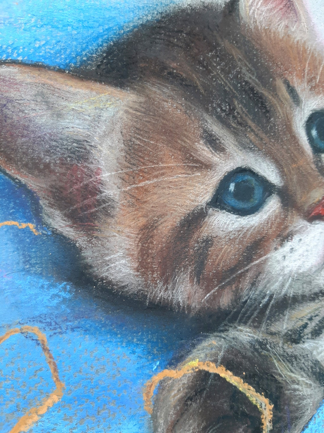 Katze gezeichnet original süße Kätzchen Kunst weiche Pastell | Etsy