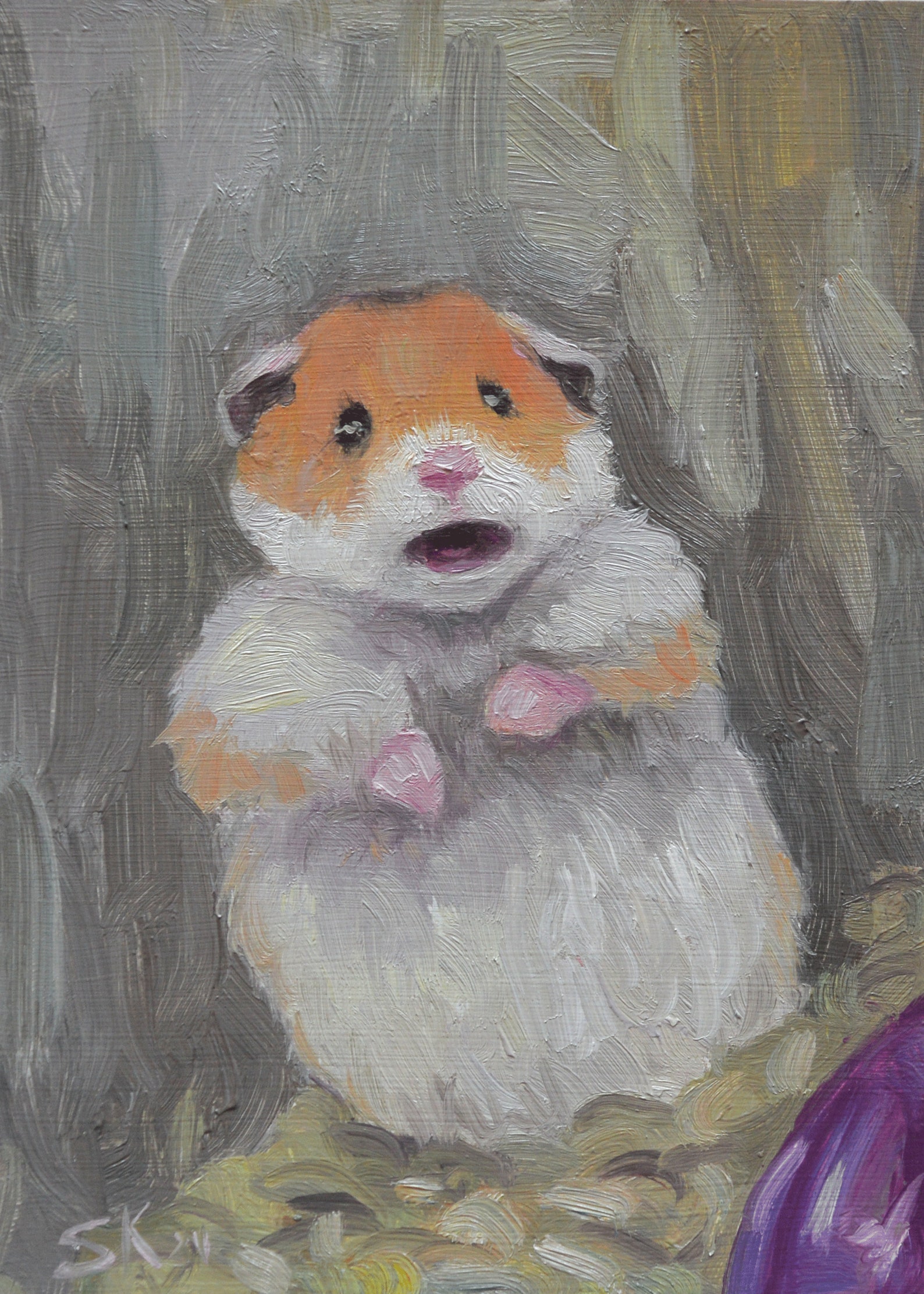 Hamster oil painting Meme original art Funny animal Artwork Etsy