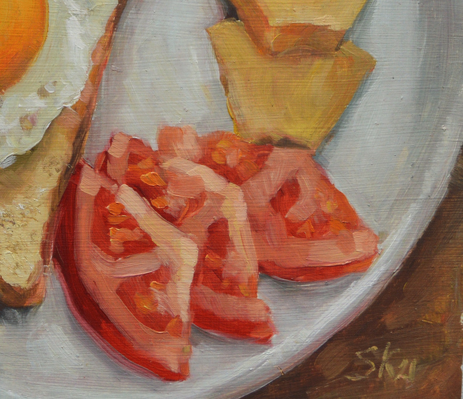 Food oil painting Sandwich original art Breakfast Still life Etsy