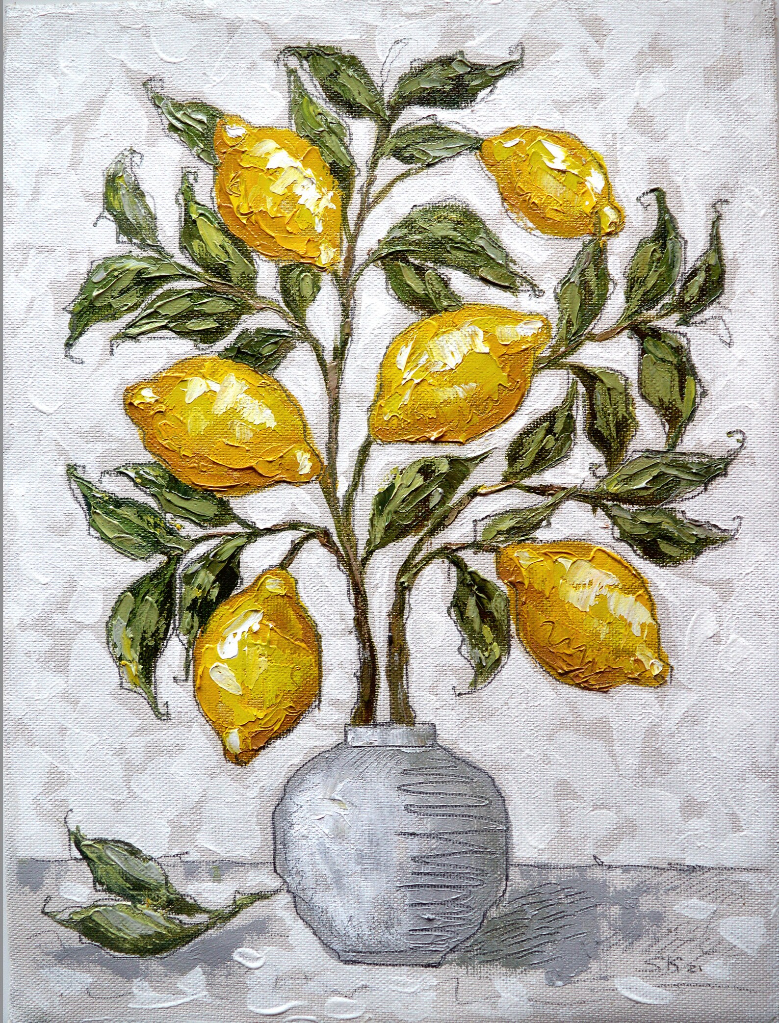 Lemon Tree Oil Painting Citrus Original Art Canvas wall art Etsy