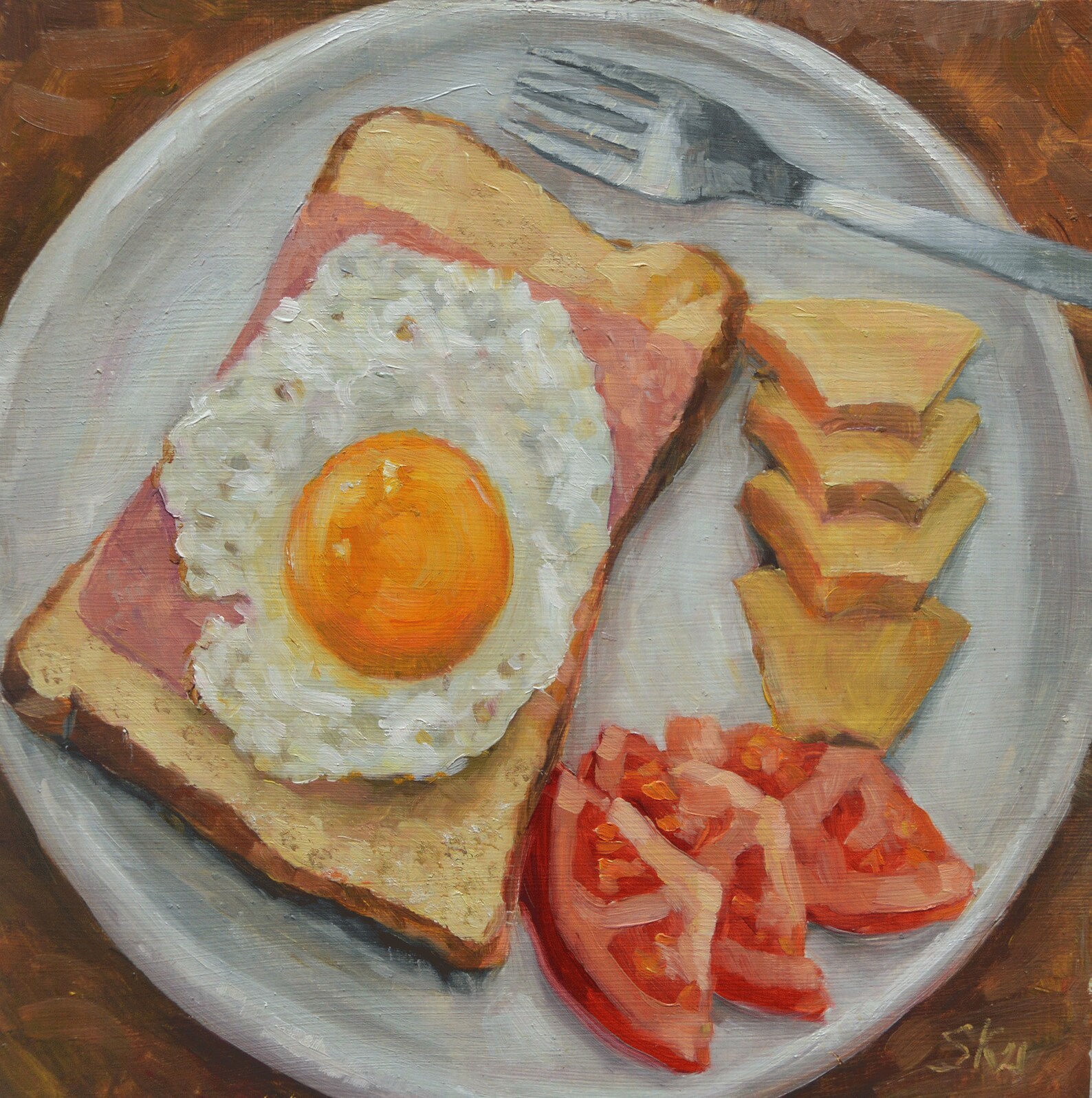 Food oil painting Sandwich original art Breakfast Still life Etsy