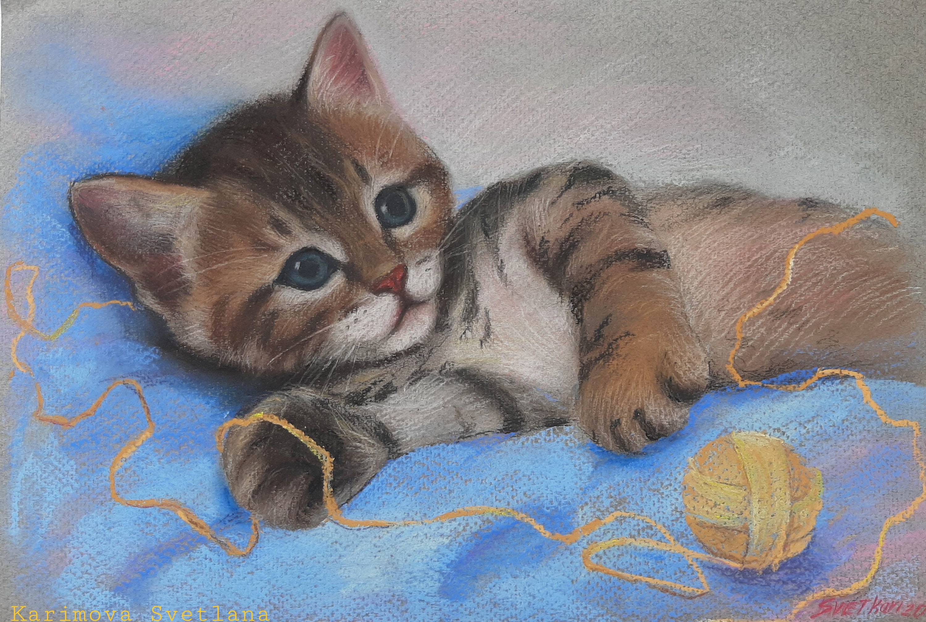 Katze gezeichnet original süße Kätzchen Kunst weiche Pastell | Etsy