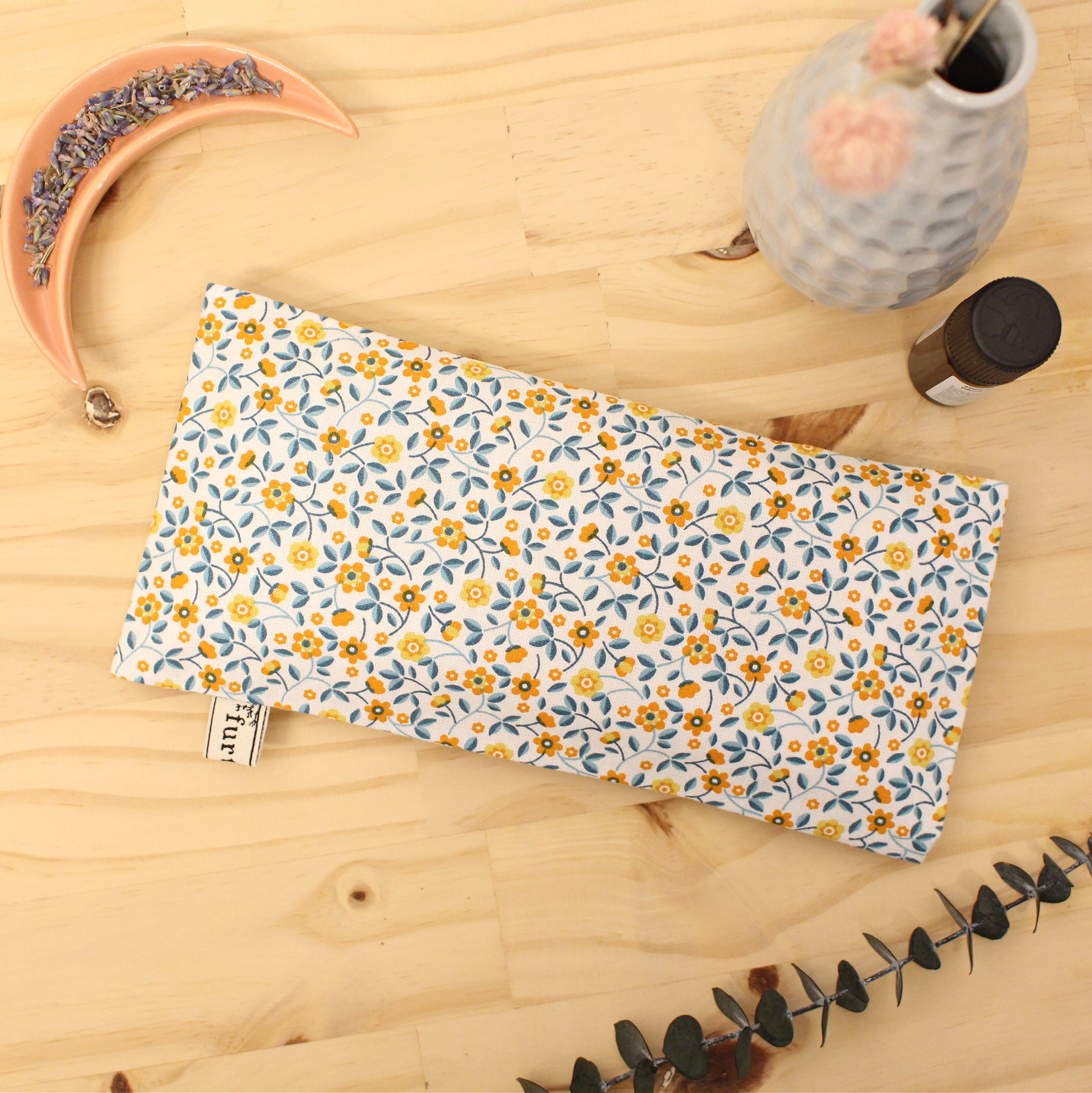 Coussin Pour Les Yeux en Lin Bio et Lavande Méditation Yoga, Mini Bouillote