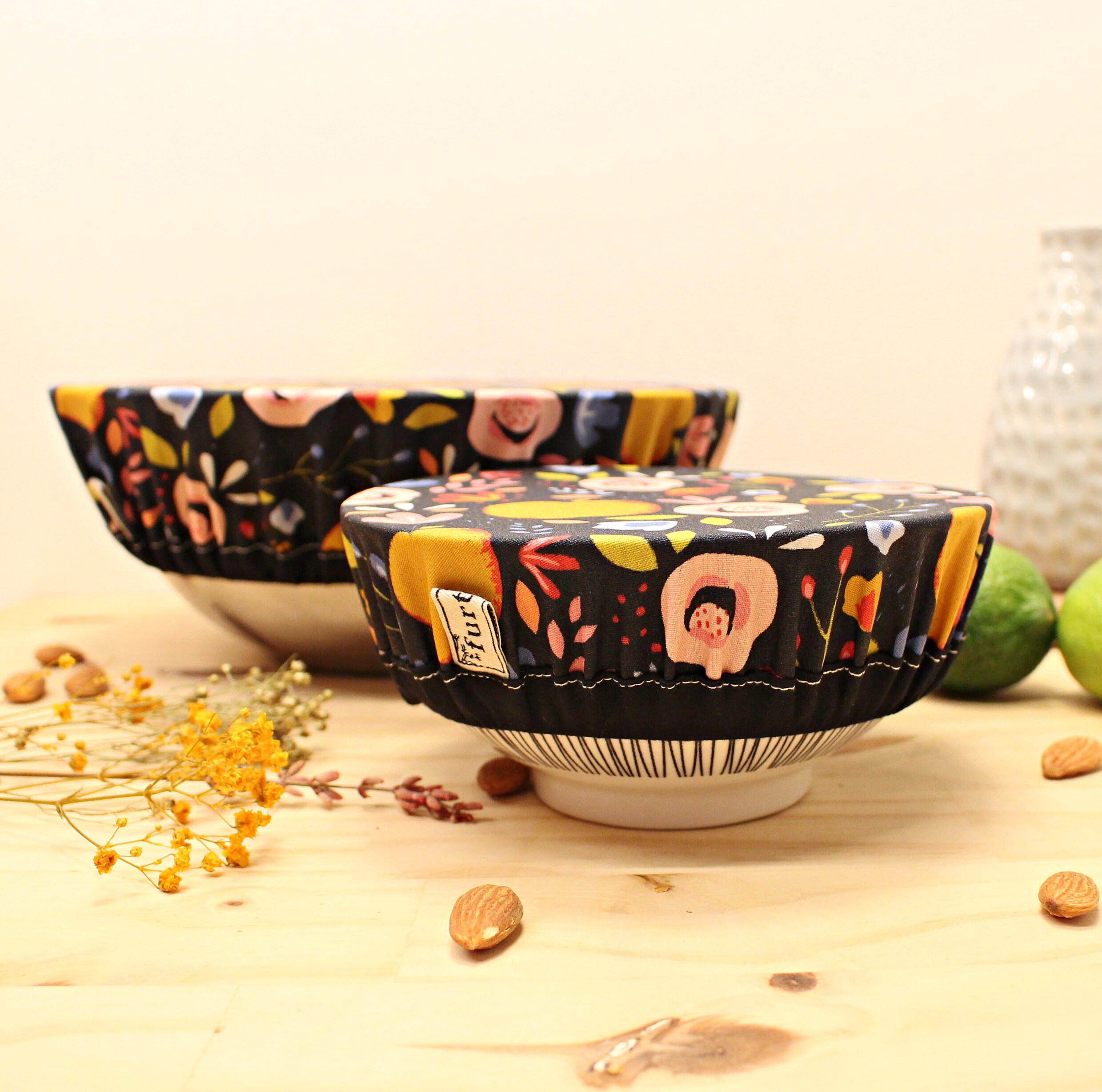 Lot 2 Charlottes Alimentaires Lavables Pour Bol et Saladier, Recouvre Plats Réutilisables Zéro Déche