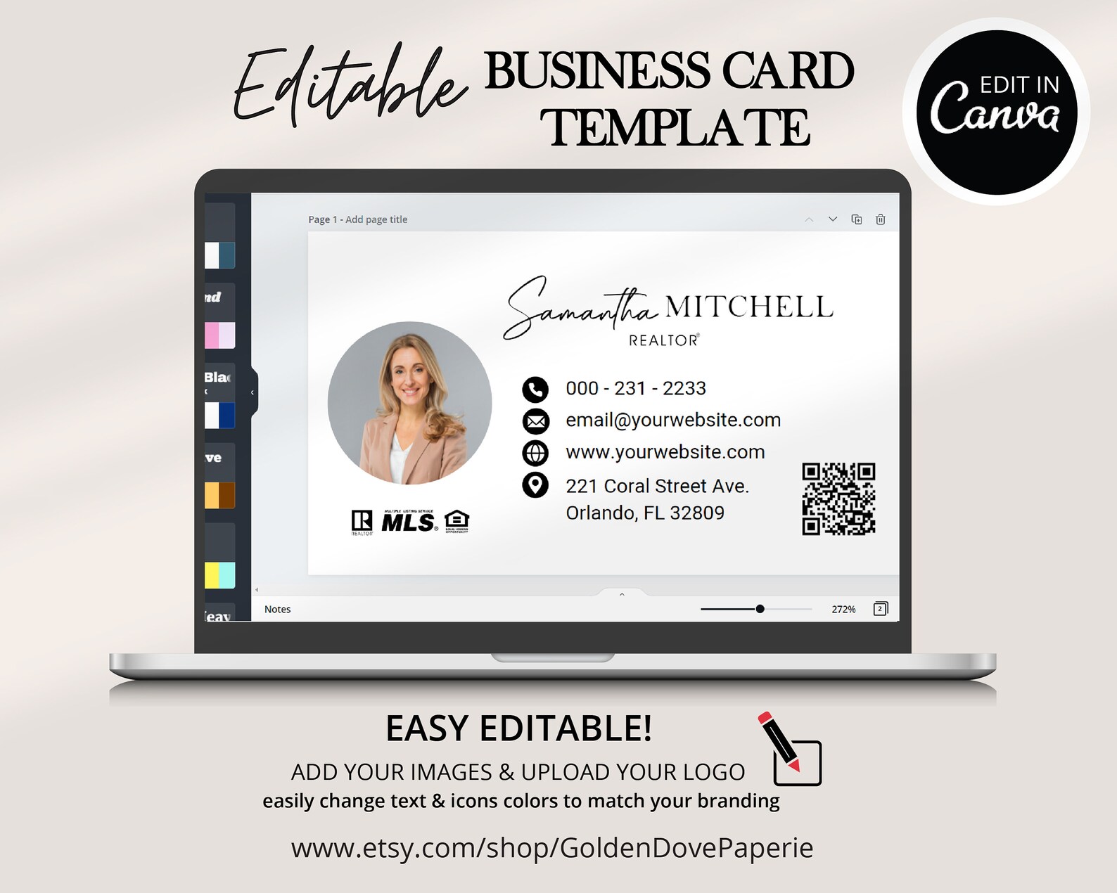 Real Estate Business Card QR Code Simple Business Card Etsy