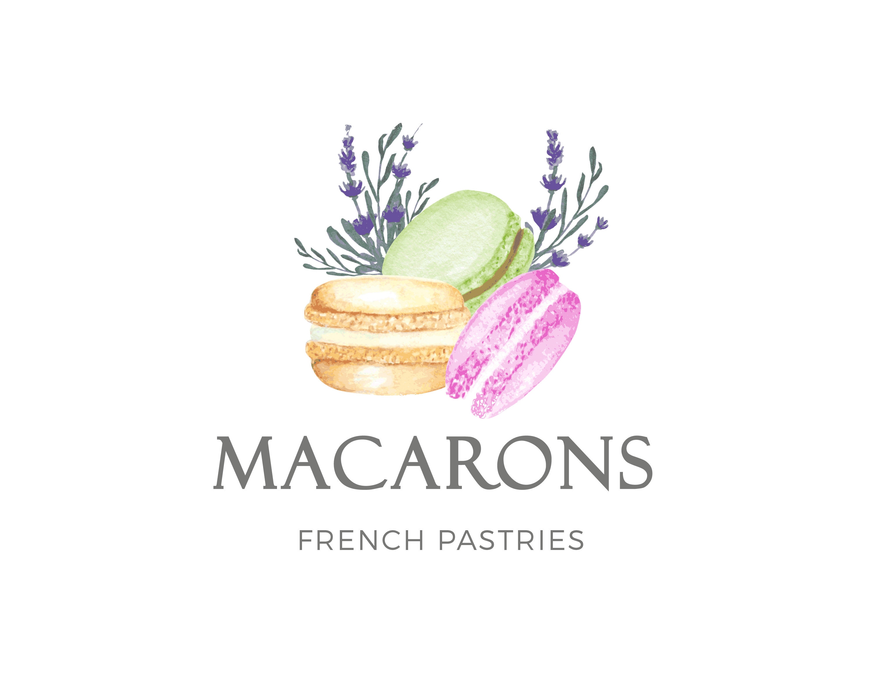 MACARONS BAKERY LOGO Watercolor Logo Bakery Logo Design | Etsy