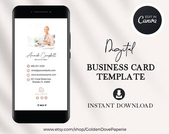 DIGITAL BUSINESS CARD Canva Template, Real Estate Business Card, Realtor Digital Business card, Modern Business Card, Real Estate Marketing