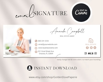 EMAIL SIGNATURE with Logo and Picture - Gmail email signature template - Email Signature Realtor - Digital Signature - Real Estate Marketing