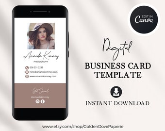 Digital Business Card Design |  Canva Template | Real Estate Business Card | Photographer Business Card | Realtor Digital Business card
