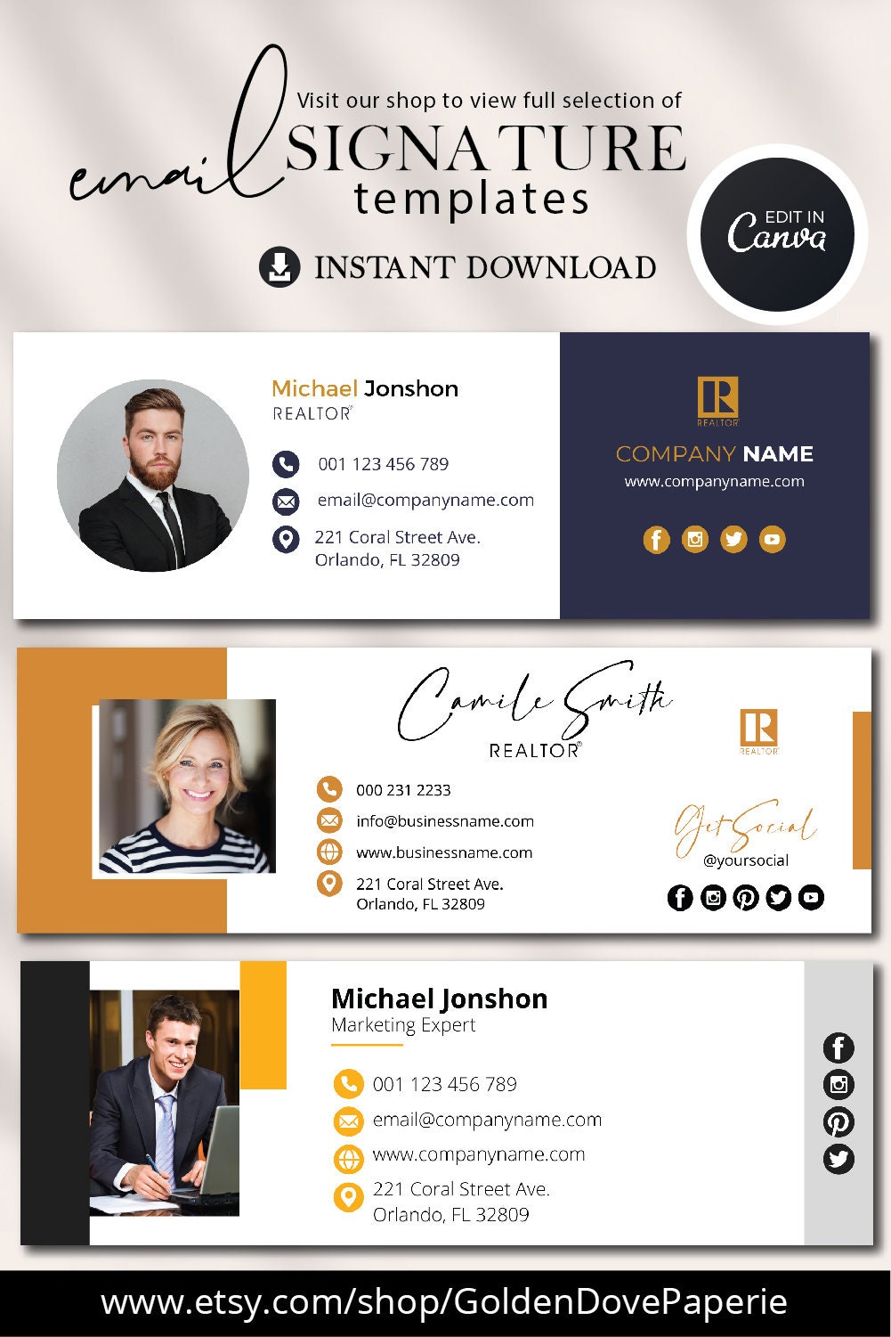 Email Signature Canva Template Real Estate Marketing | Etsy