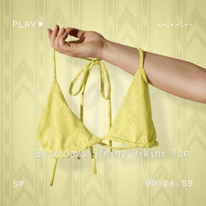 Backrooms String Bikini Top - Liminal Space Swimwear, Analog Horror Alt Swim Top