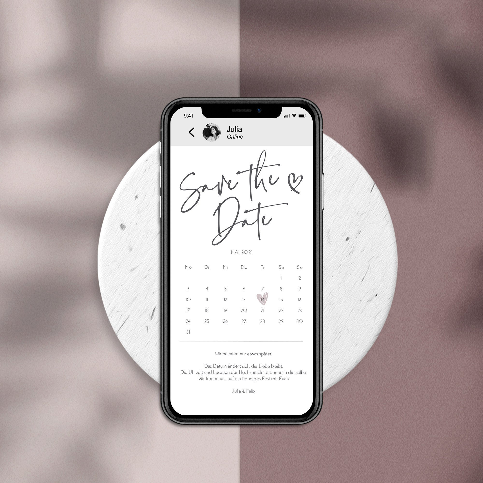 Digitale Save the Date Karte zum versenden WhatsApp Online Etsy