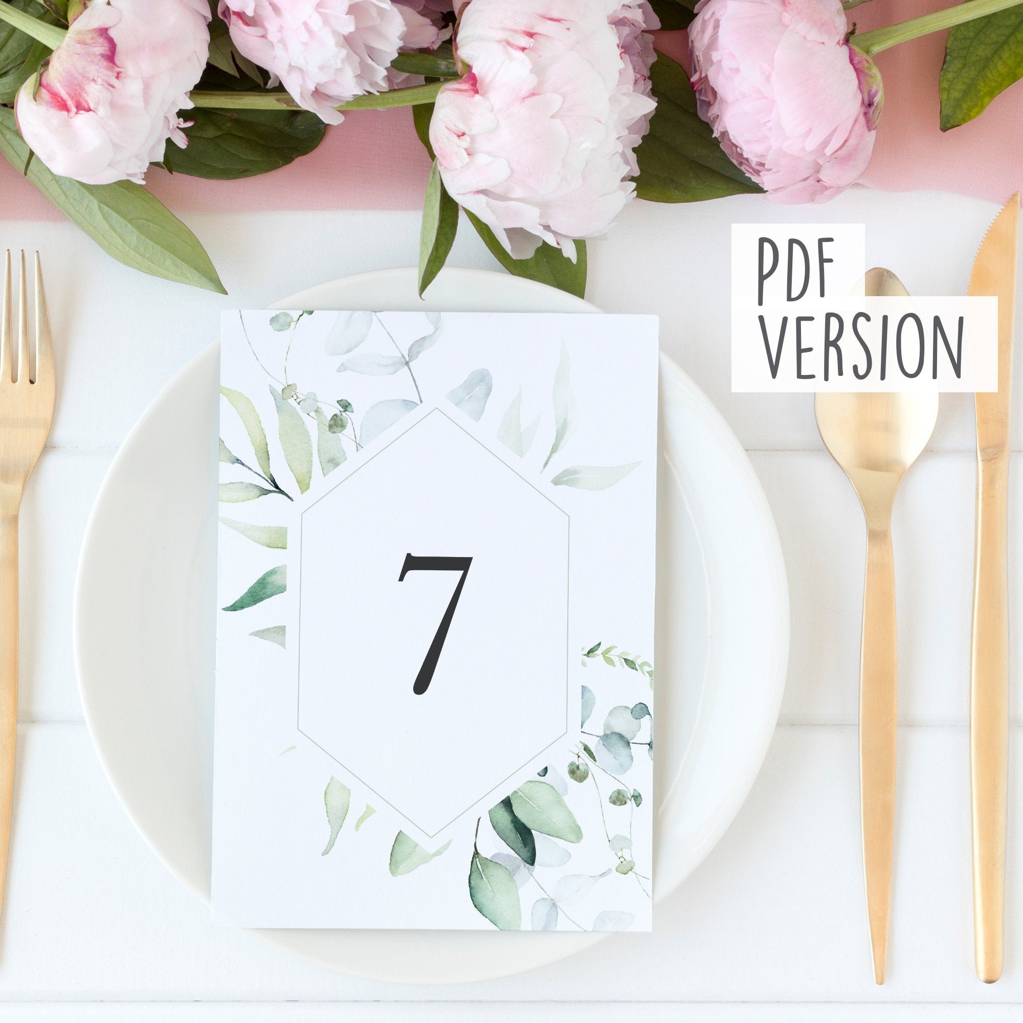 Tischnummern zur Hochzeit Set Greenery von 1-20 zum ausdrucken | Etsy