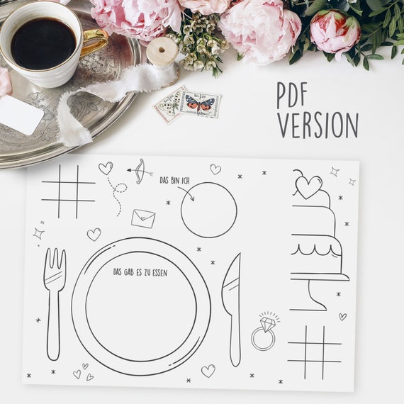 Malunterlage Hochzeit Für Kinder Als PDF A3 Tischunterlage | Etsy Canada