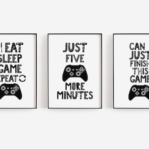 Gaming Set of 3 Wall Art Prints XBOX Controller Gamers Bedroom Poster ...