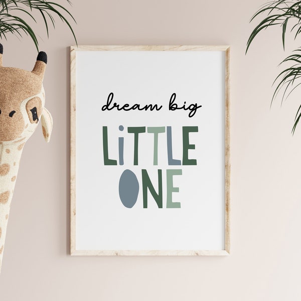 Childrens Wall Art Dream Big Little One Prints Bedroom Nursery Wall Poster