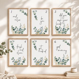 Bathroom Quote Print | Botanical Eucalyptus Wall Art | Minimal Green Bathroom Decor | Premium Matte Art Print | Various Sizes image 4