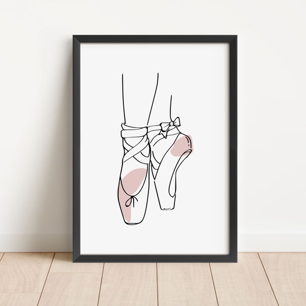 Ballerina Dance Wall Art Print Bedroom Poster Pink Ballet Dancer Dancing