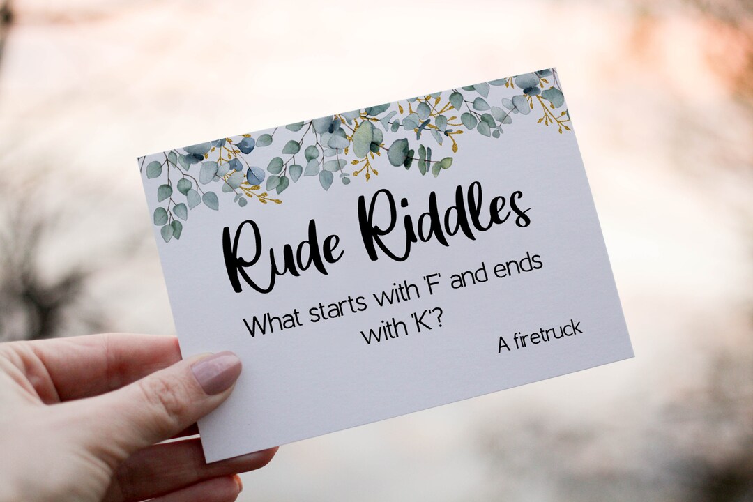 Rude Riddle Game Hen Party Games Eucalyptus Funny Bridal Shower Game ...