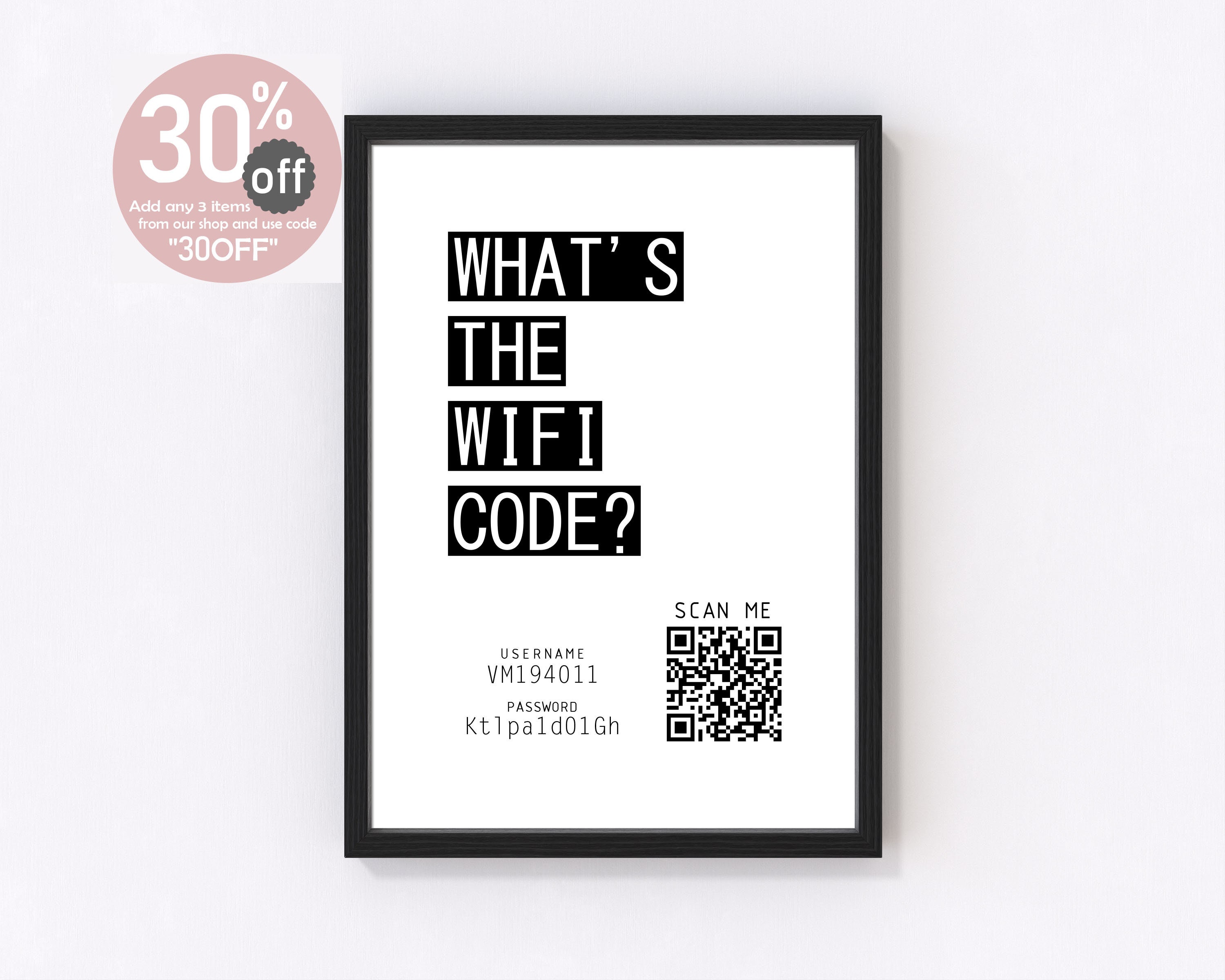 What's The WIFI Code WIFI Password Sign Personalised | Etsy