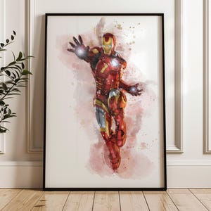 Iron Man Watercolour Art Print | Marvel Superhero Poster | Comic Book Décor | Marvel Fan Art | Iron Man Poster