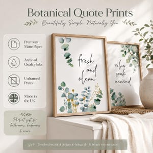 Bathroom Quote Print | Botanical Eucalyptus Wall Art | Minimal Green Bathroom Decor | Premium Matte Art Print | Various Sizes image 3