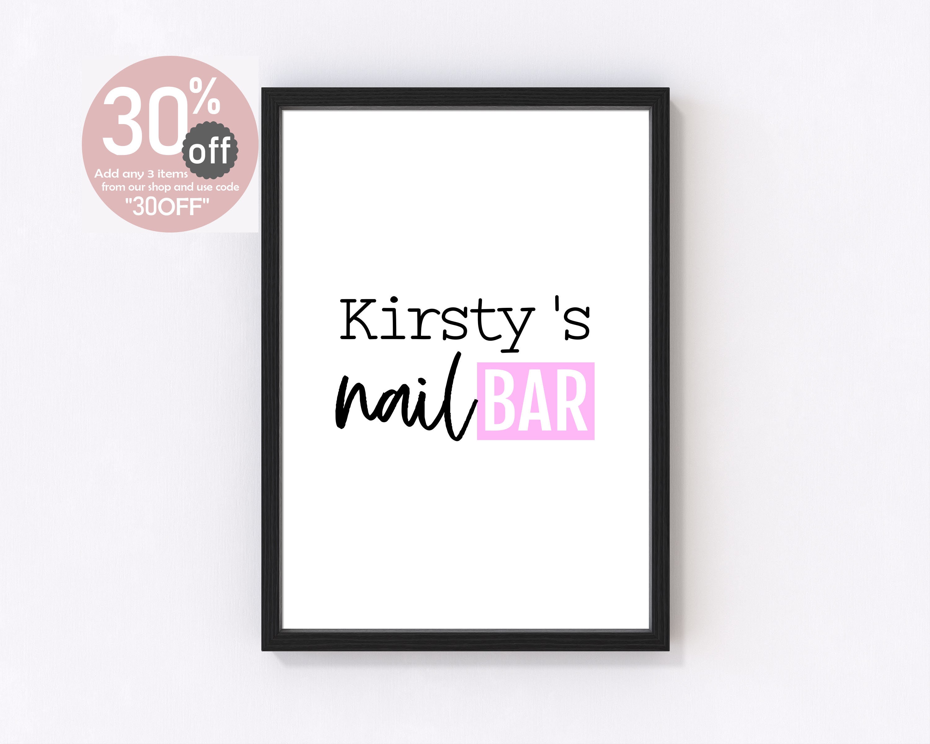 Personalised Salon Sign Art Print Nail Bar Nail Salon | Etsy