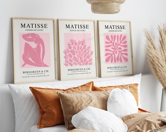 Set of 3 Pink Abstract Art Prints | Minimalist Wall Art | Modern Home Décor | Premium Matte Art Print | UK Shipping