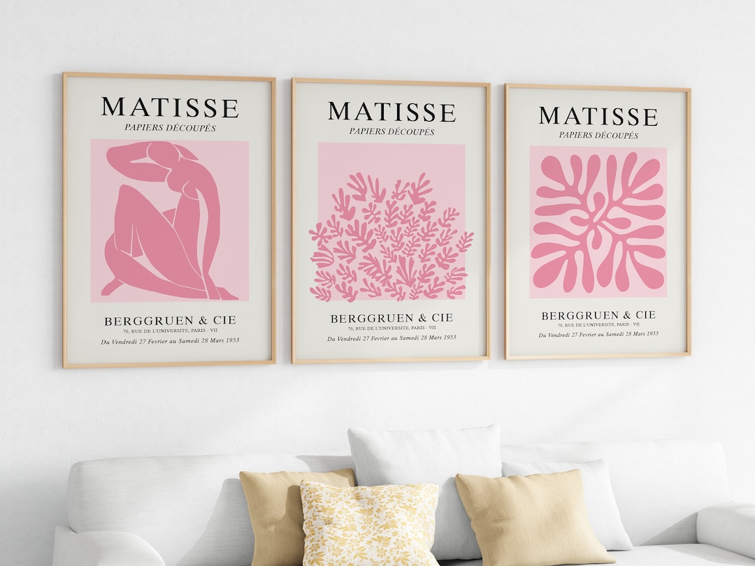 Set of 3 Matisse Pink Art Wall Art Prints Poster Home Bedroom Living