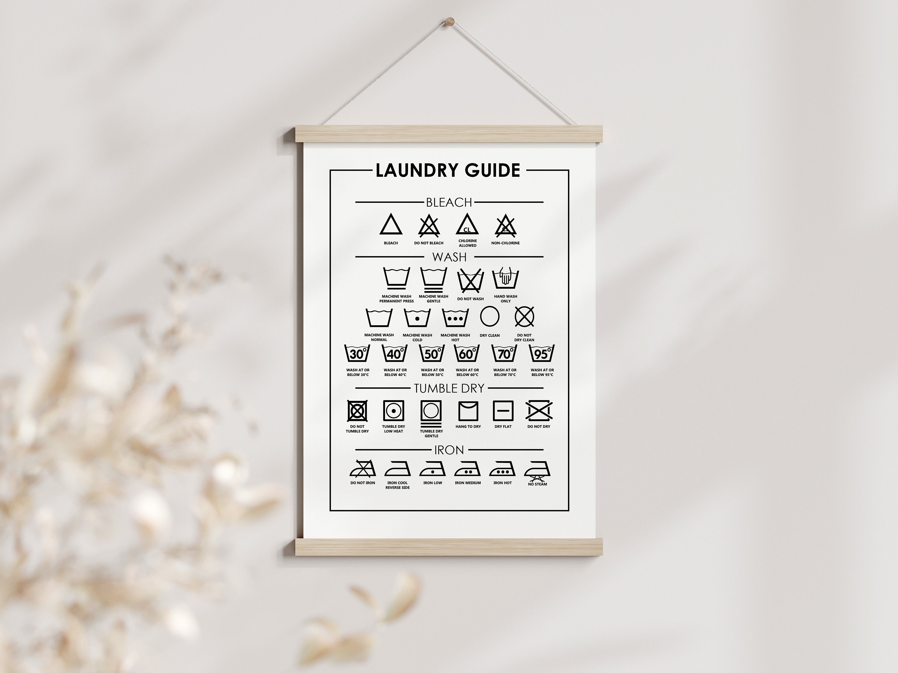 Laundry Guide Wall Poster Print Laundry Symbols Laundry Room Etsy UK
