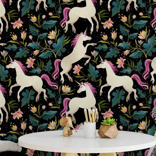 Unicorn Wallpaper Removable Wallpaper Peel and Stick Etsy