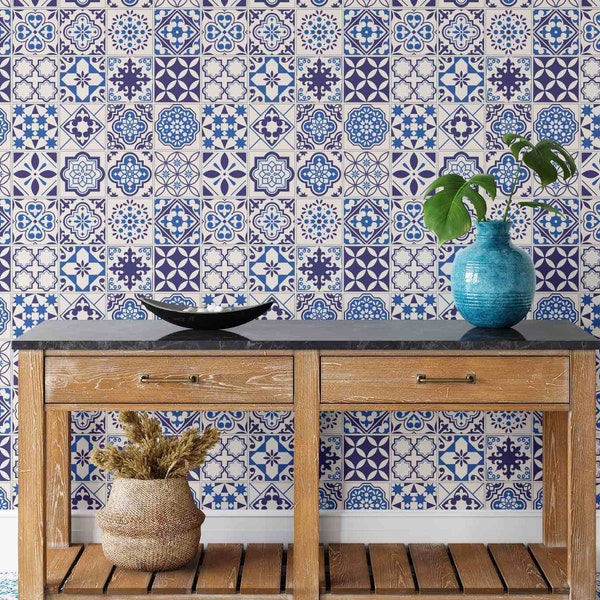 Boho Wallpaper |  Moroccan Tile Peel and Stick Wallpaper |  Removable Wallpaper | Self Adhesive Wallpaper