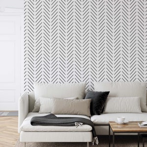 Herringbone Wallpaper | Peel and Stick Wallpaper | Removable Wallpaper | Scandi Wallpaper | Modern Wallpaper | Geometric Wallpaper