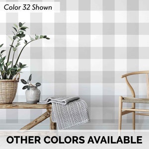 Gingham Removable Wallpaper | Plaid Wallpaper | Peel and Stick Wallpaper | Country Farmhouse | Repositionable Wallpaper | Check Wallpaper