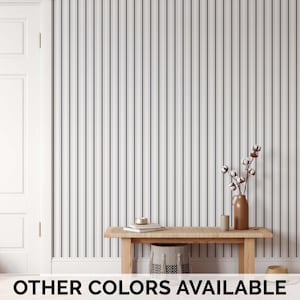 Removable Wallpaper | Ticking Stripe Wallpaper | Peel and Stick Wallpaper | Country Farmhouse Decor | Striped Wallpaper