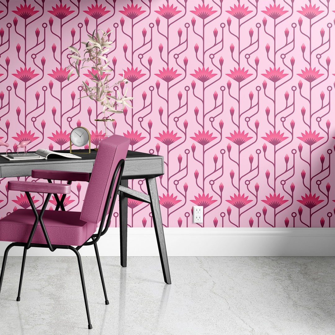 Art Deco Floral Wallpaper Removable Peel and Stick Wallpaper Etsy