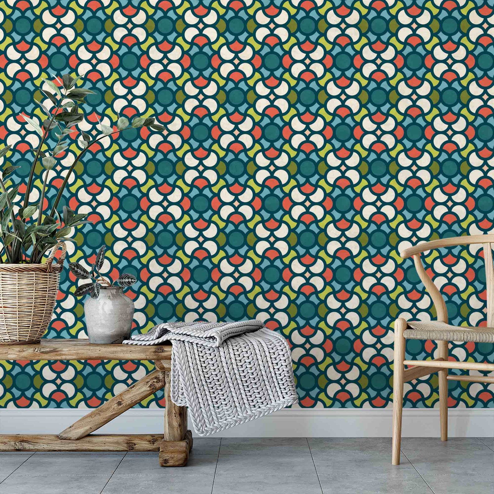 Mid Century Modern Wallpaper Removable Wallpaper 60s Retro | Etsy
