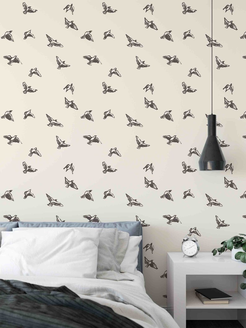 Bird Wallpaper Peel n Stick Wallpaper Removable Wallpaper Etsy