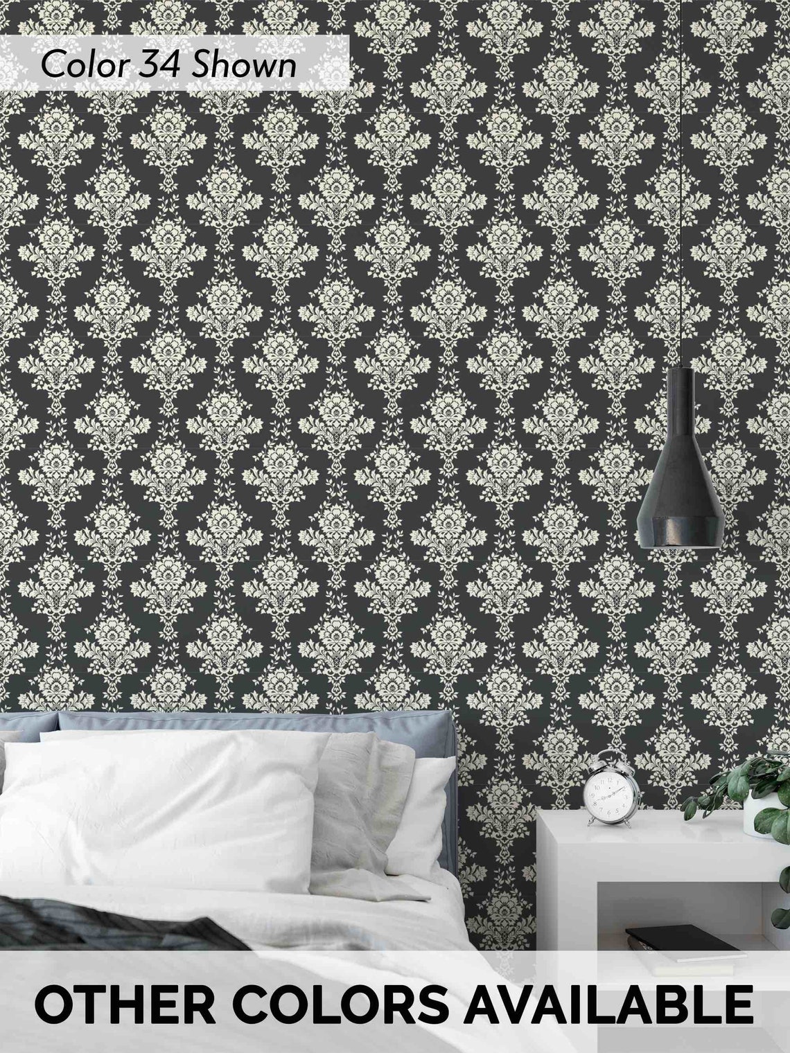 Victorian Damask Removable Wallpaper Elegant Wallpaper Etsy