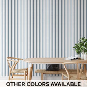 Striped Wallpaper | Peel and Stick Wallpaper | Classic Traditional Style | Removable Wallpaper | Country Farmhouse Decor | Ticking Stripe