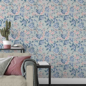 Floral Wallpaper | Peel and Stick Wallpaper | Removable Wallpaper | Self Adhesive Wallpaper | Blossom Wallpaper | Japanese Decor