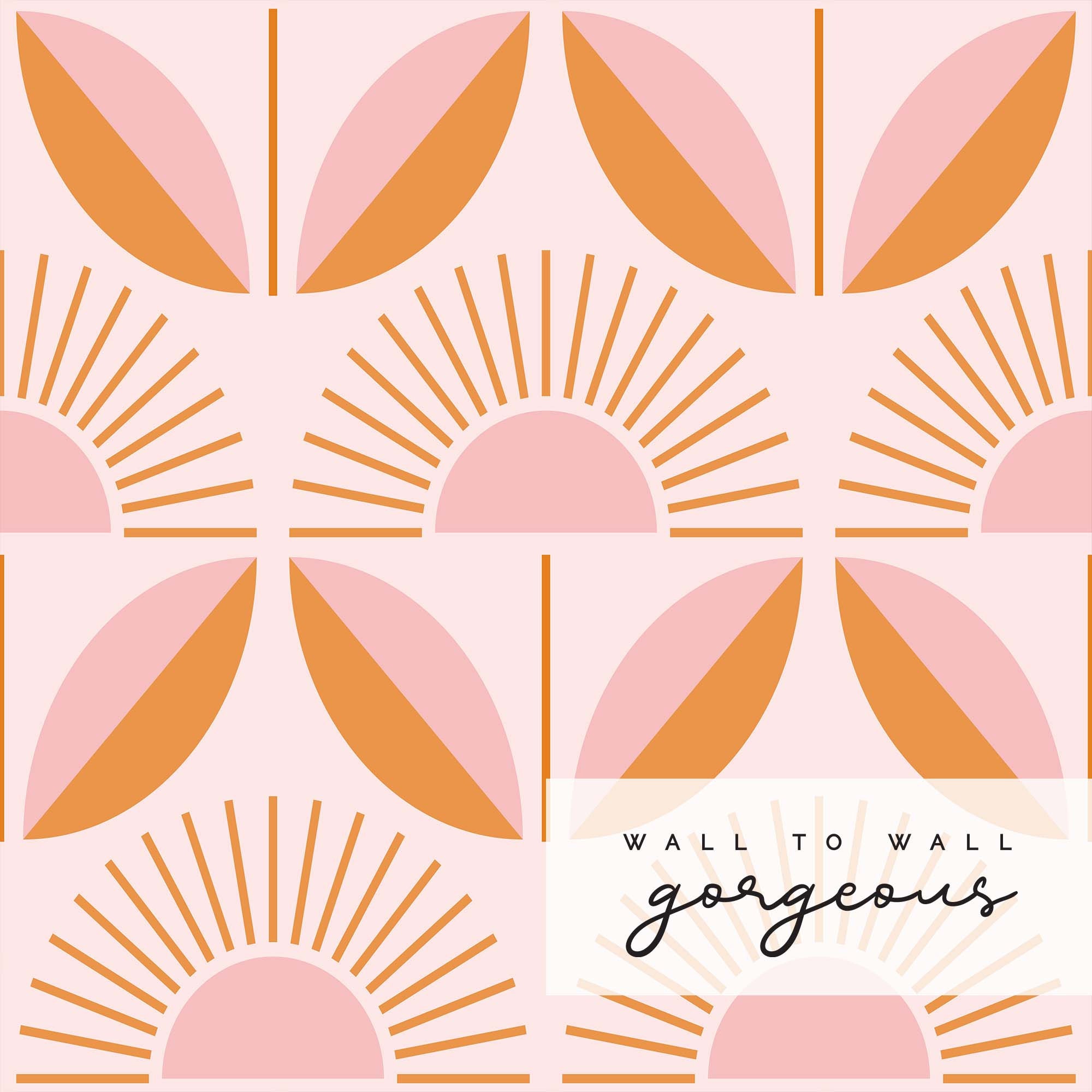 Pink Orange Retro Floral Removable Wallpaper Mid Century Etsy